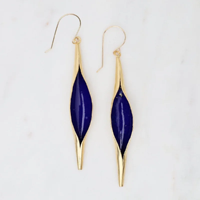 women’s luxurious earrings-Opening Pod Earrings in Cobalt