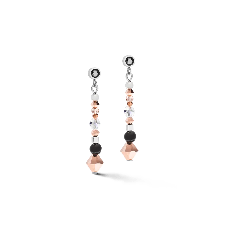 women’s dazzling silver earrings-Striped Onyx Grey Crystal Earrings