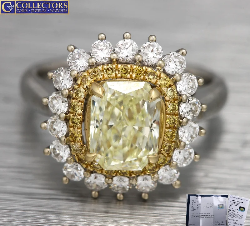 gorgeous diamond rings for engagement-Stunning Ladies Estate 18K White Yellow Gold 2.26ctw Diamond Cockail Ring EGL