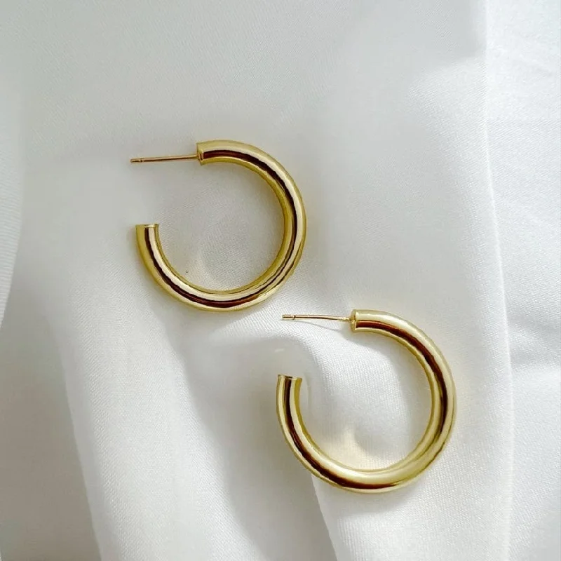 women’s large crystal earrings-Colleen Tube Hoops Gold Filled Earrings