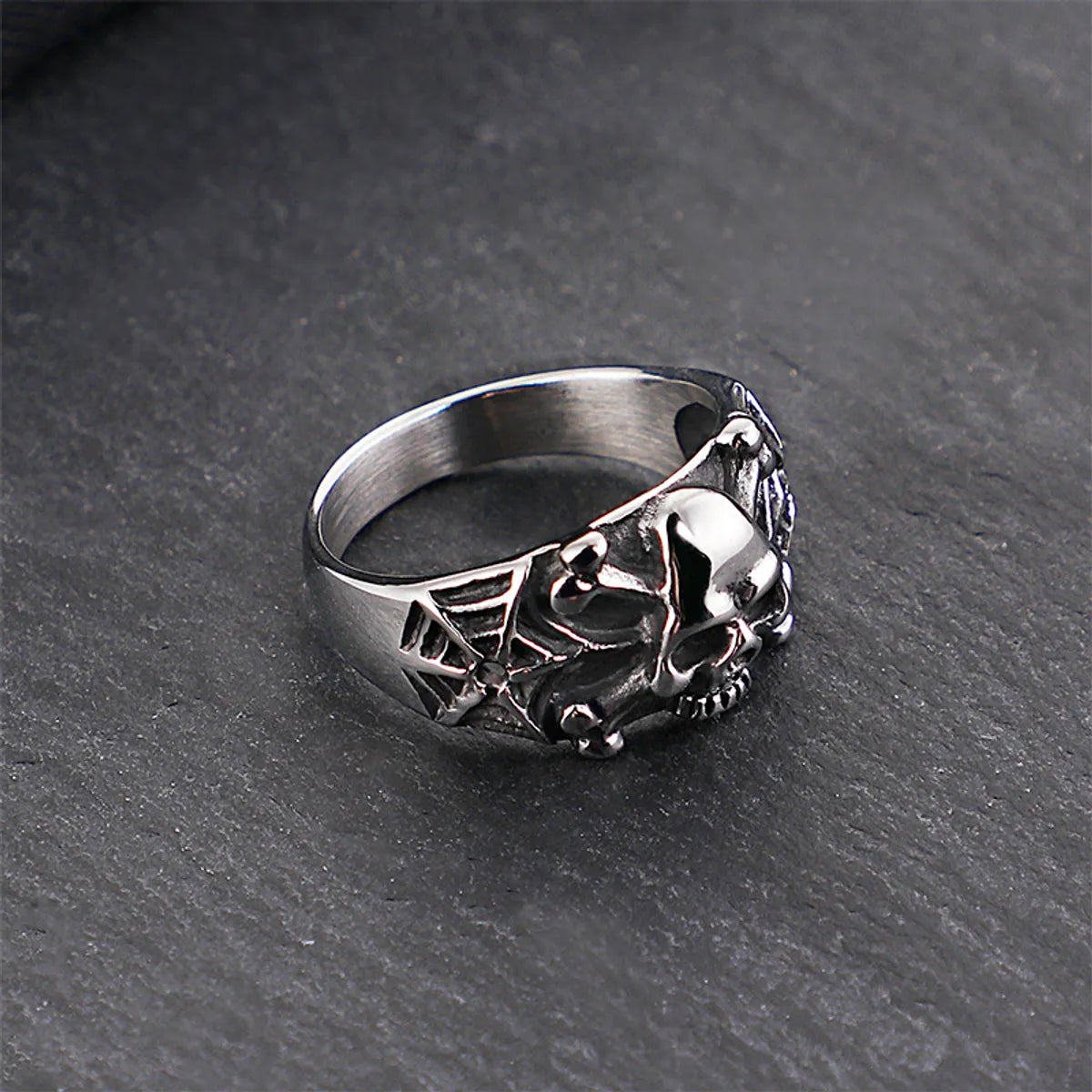 women’s gold wedding rings with sapphires-Punk Skull Titanium Steel Stoving Varnish Men'S Rings