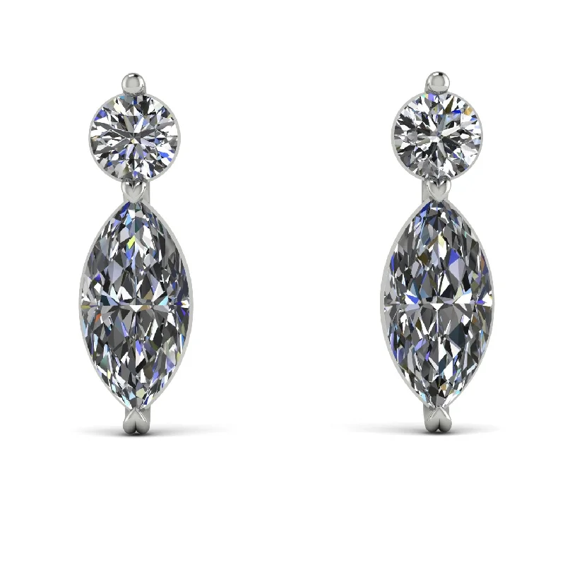 women’s exclusive stud earrings-Hanging Marquise Diamond Earrings - Lacey No. 3