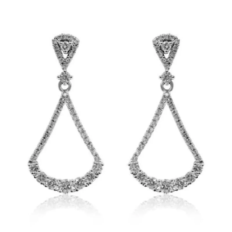 women’s multi-color crystal earrings-White Gold Diamond Earrings