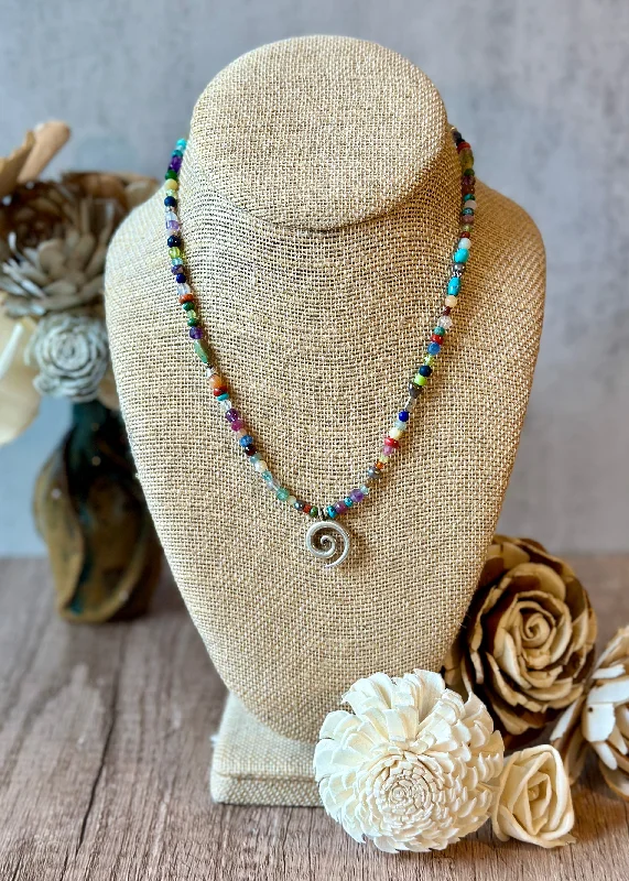 women’s crystal bead necklaces-Rainbow Spiral Necklace