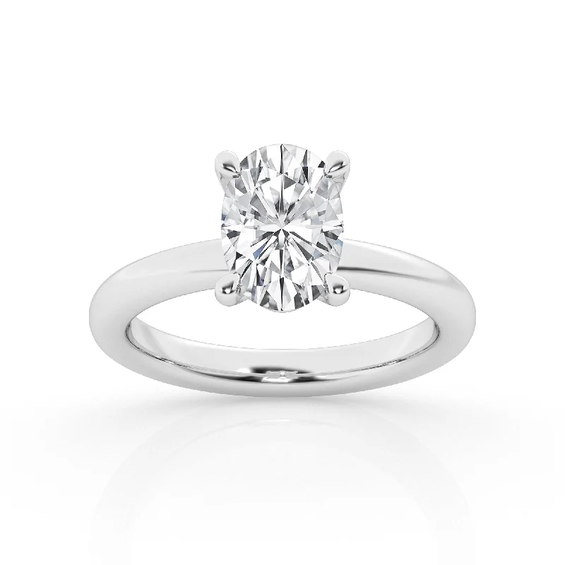 custom diamond engagement rings for brides-Oval Lab Diamond Solitaire Ring by Mercury Rings