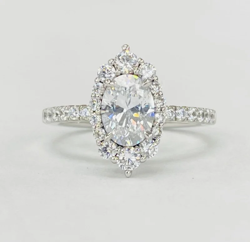 classic engagement rings with sapphires-Romance - The Queen Halo Diamond Setting