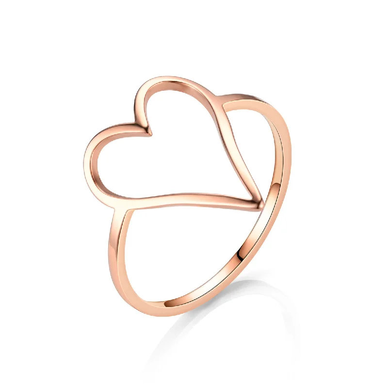 Rose Gold Cut Peach Heart Ring