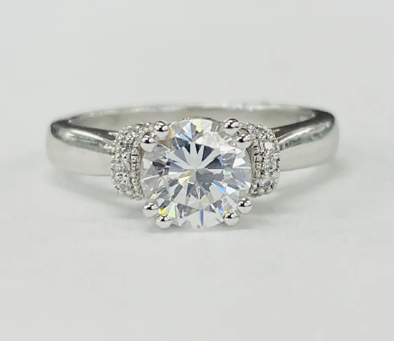 radiant cut diamond engagement rings-Romance - Modern Style Diamond Solitare Setting