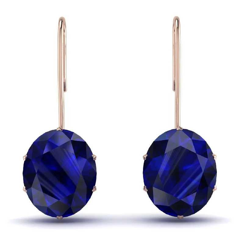 women’s infinity stud earrings-Oval Hidden Halo Sapphire Earrings - Gemma No. 44