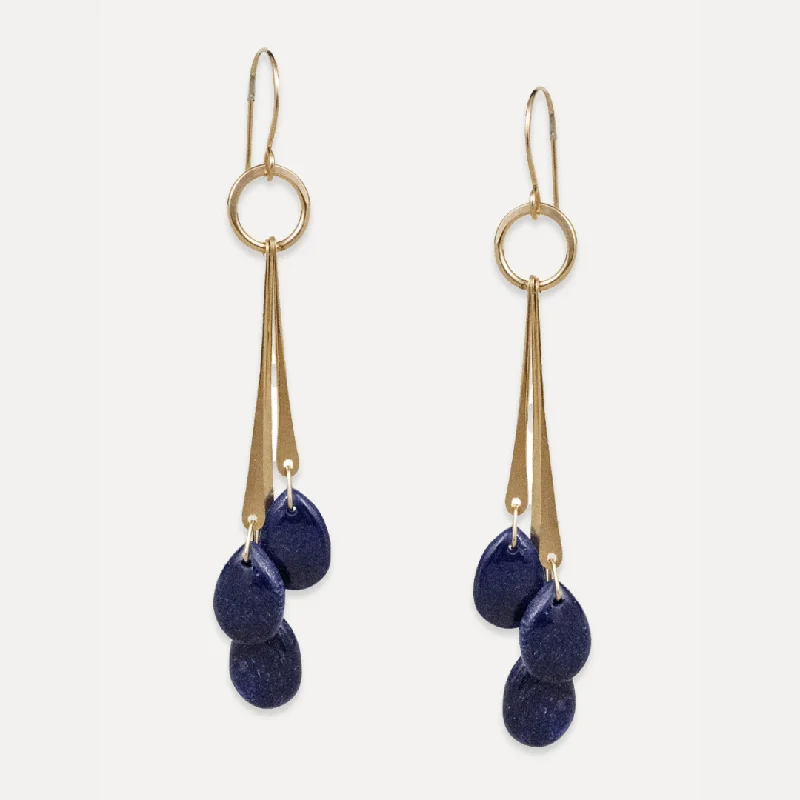 women’s delicate gold earrings-Blue Sapphire Revere Earrings