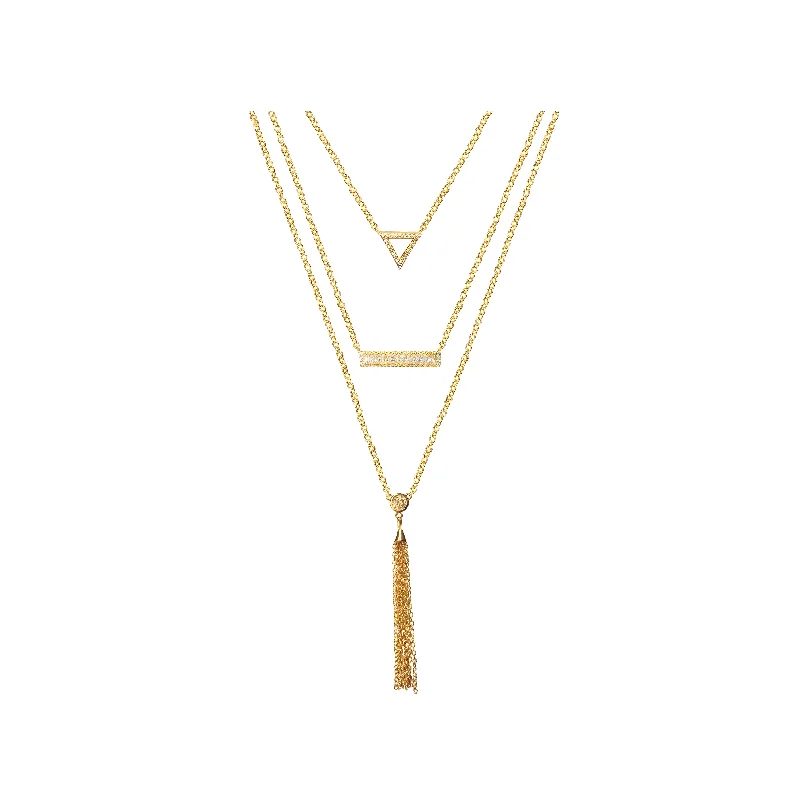 women’s statement charm necklaces-Vita Three Tier Tassle Necklace