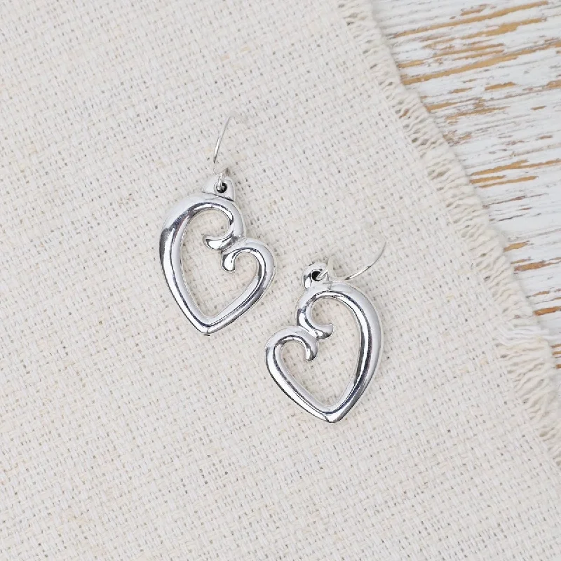 women’s heart-shaped earrings-Electroform Slanted Heart Dangle Earrings