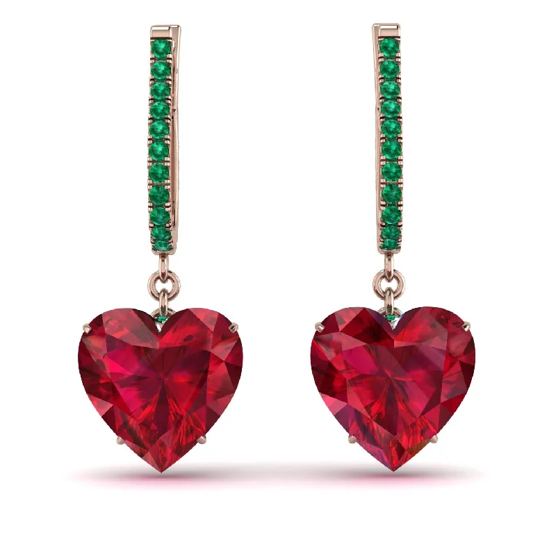 women’s chic stud earrings-Heart Ruby Earrings - Noelle No. 26