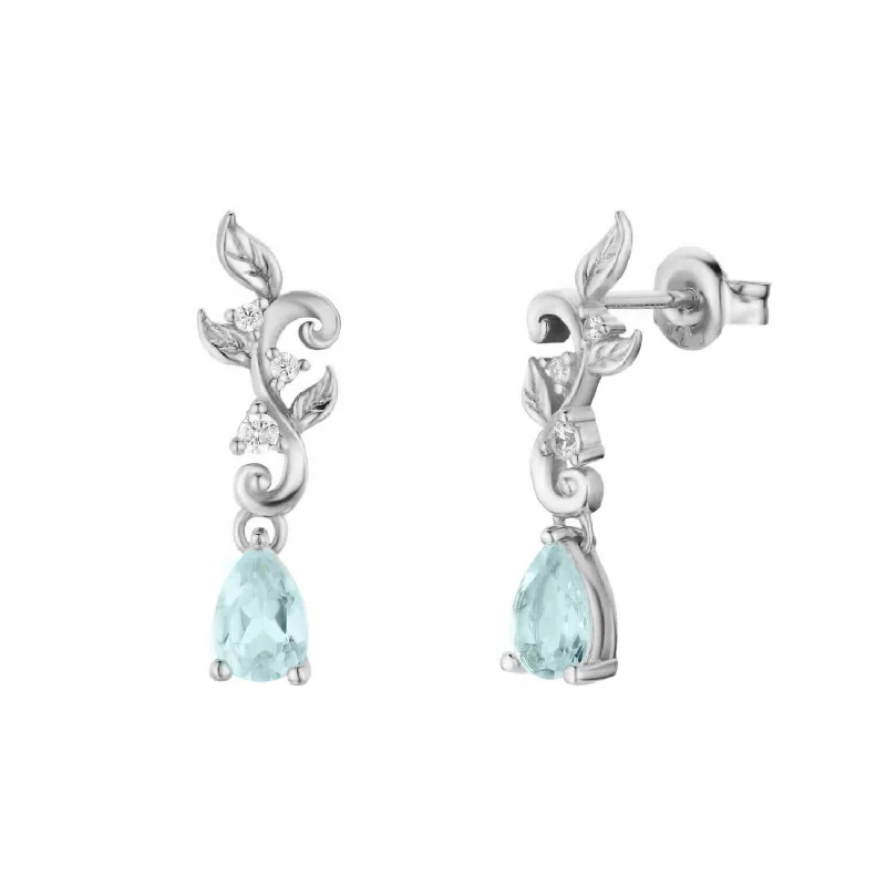 women’s exclusive drop hoop earrings-Leafy Cascades Sky Blue Topaz Earrings