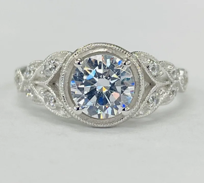 minimalistic diamond engagement rings-Noam Carver - Vintage Inspired Floral Diamond Setting