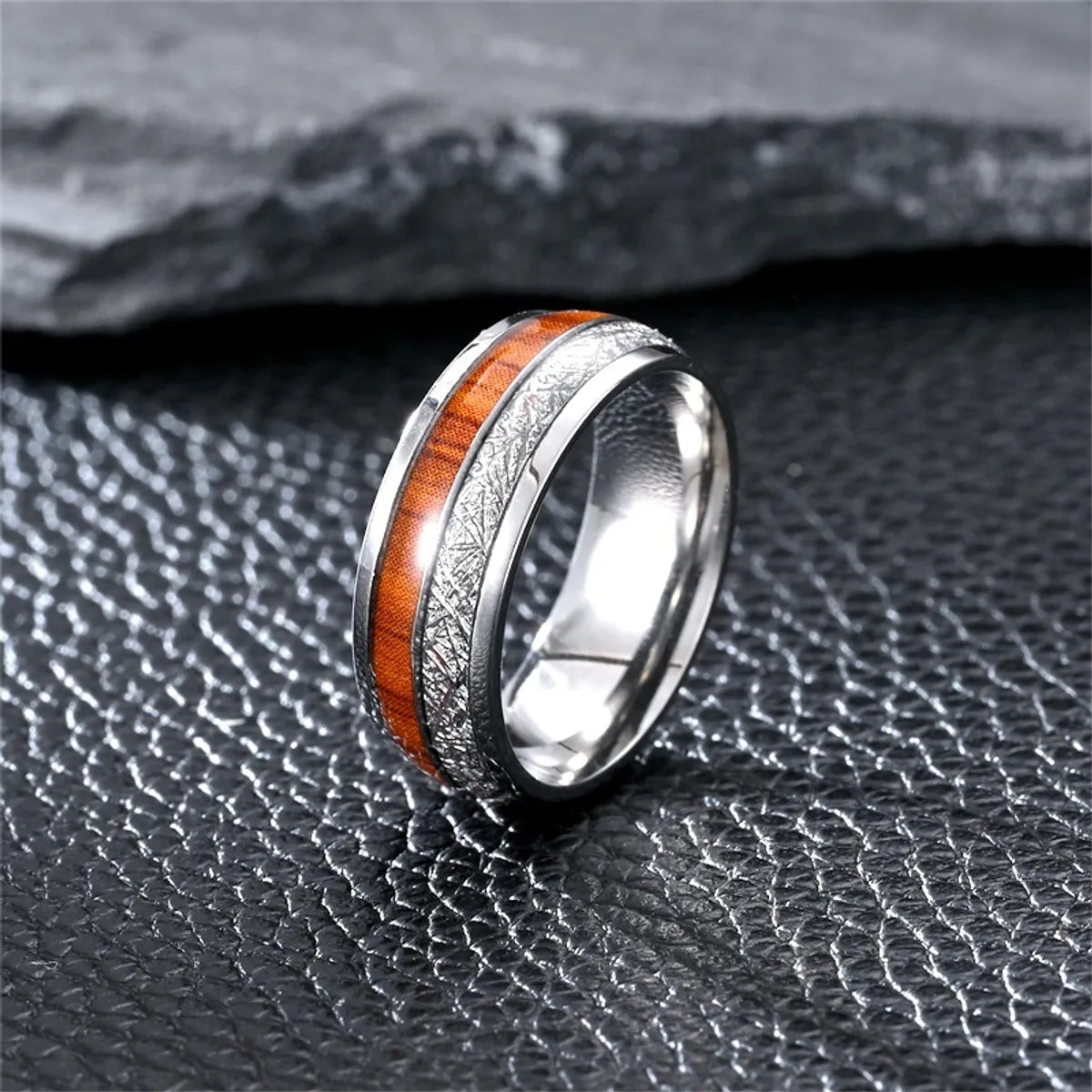 women’s wedding rings with cushion-cut diamonds-Simple Style Color Block Titanium Steel Men'S Rings