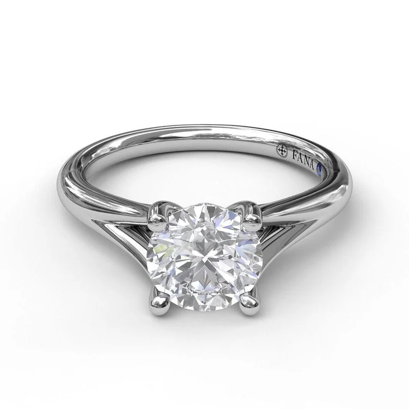 luxury solitaire engagement rings-Round Cut Solitaire With Delicate Split Band S3045