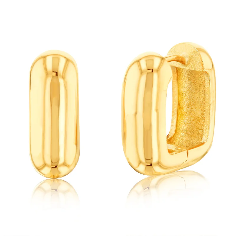 women’s beautiful gemstone hoop earrings-9ct Yellow Gold Square Tube Huggies Hoop Earrings