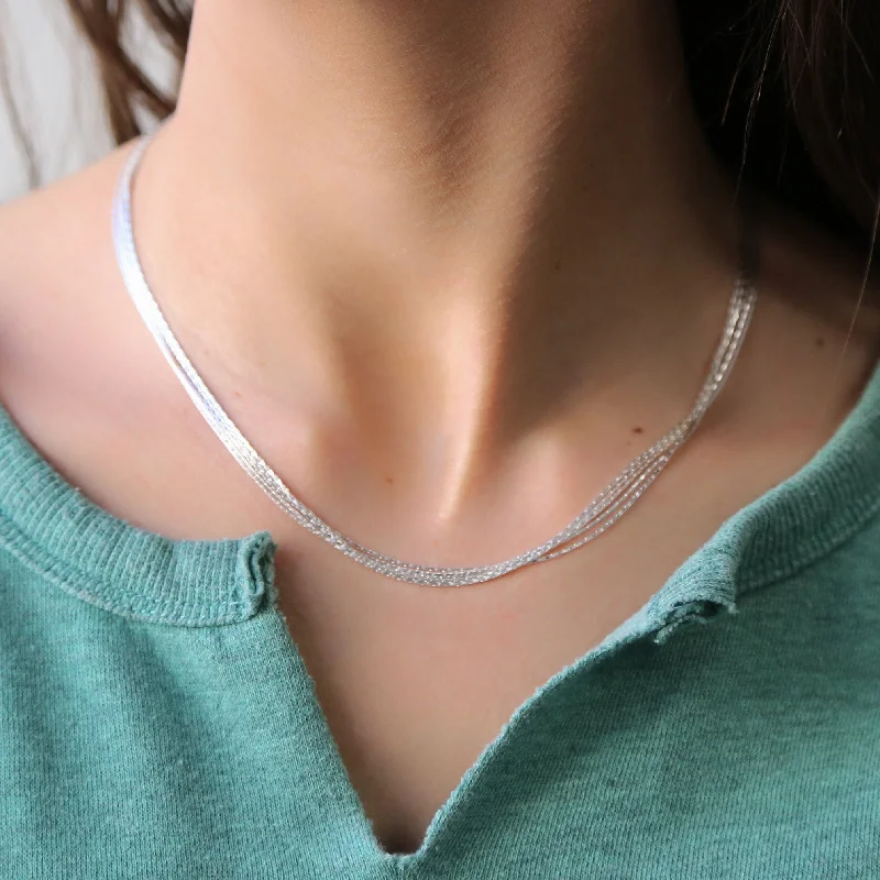 women’s custom gold necklaces-STRANDED - Sterling Silver Multistrand Necklace