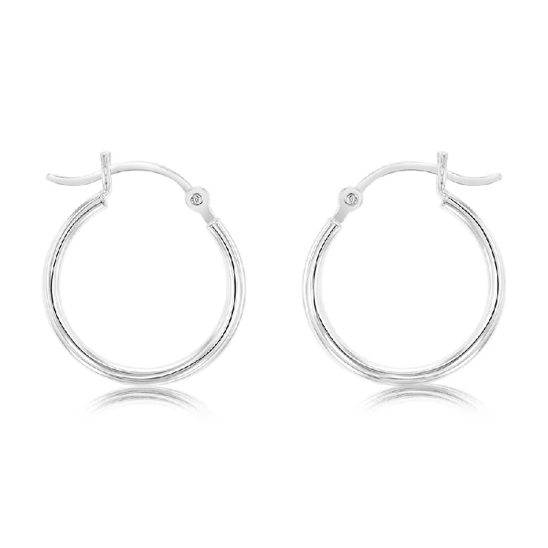 women’s charming earrings-Sterling Silver Ribbed 15mm Hoop Earrings