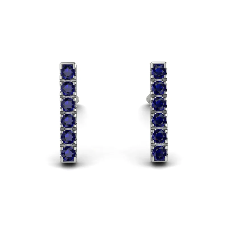 women’s handcrafted earrings-Geometrical Gold Bar Sapphire Earrings - Bonnie No. 15