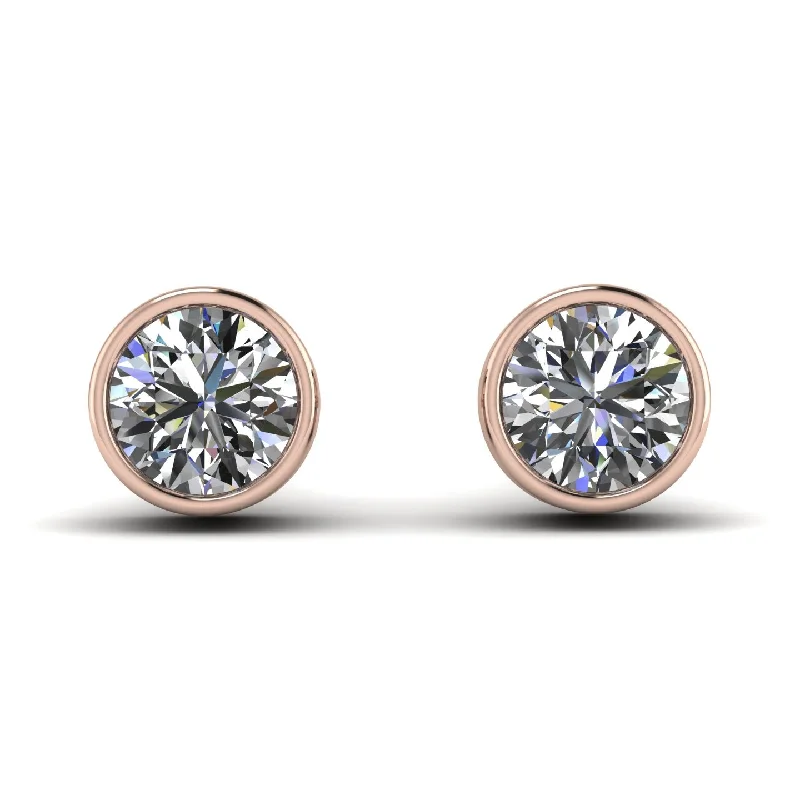 women’s multi-layered crystal earrings-Bezel Stud Diamond Earrings - Royal No. 2