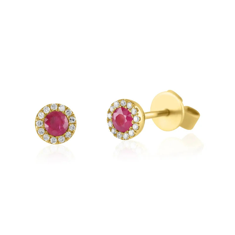 women’s radiant silver drop earrings-Ruby And Diamond Stud Earrings