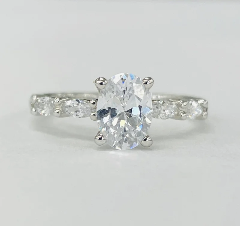 radiant-cut engagement rings with diamonds-Romance - East West Simple Modern Setting