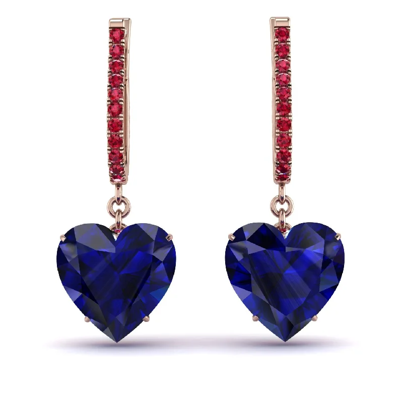 women’s large silver earrings-Heart Sapphire Earrings - Noelle No. 59