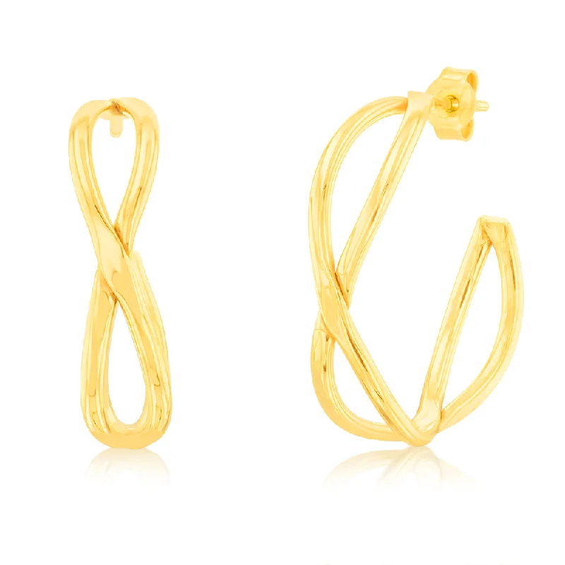 women’s chic pearl drop earrings-9ct Yellow Gold Fancy 20mm Hoop Earrings