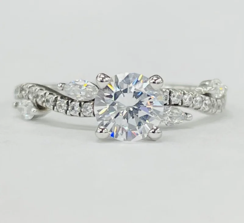 simple solitaire engagement rings-Romance - Simple Floral Diamond Setting