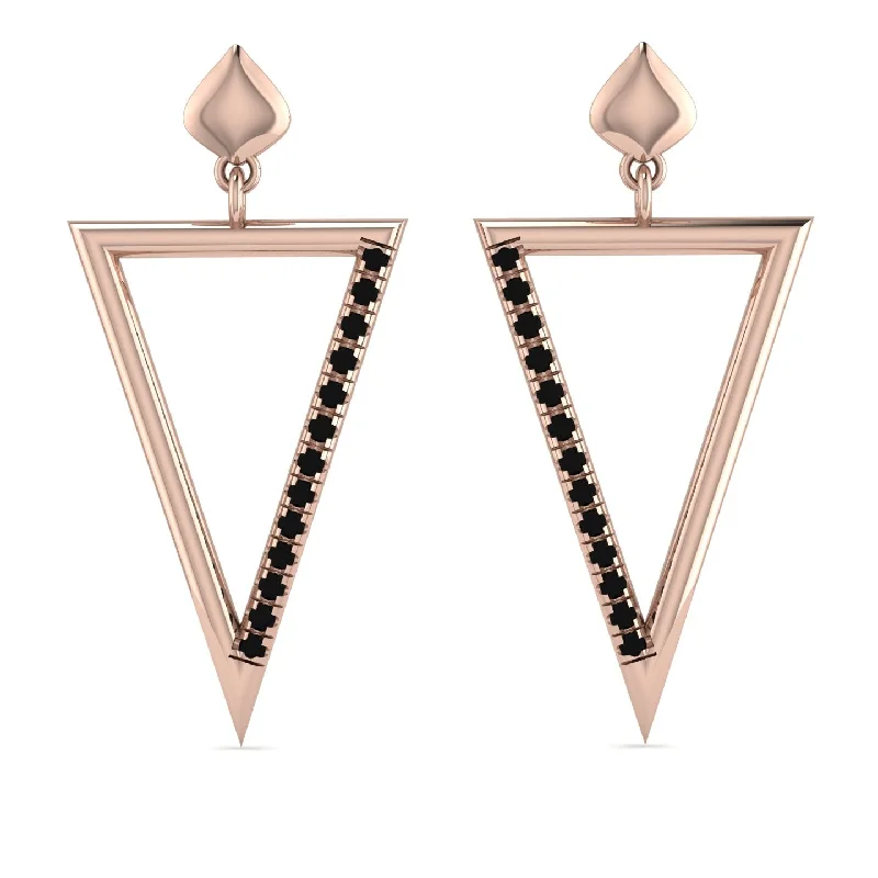 women’s opal hoop earrings-Triangle Black Diamond Stud Earrings - Amiyah No. 8