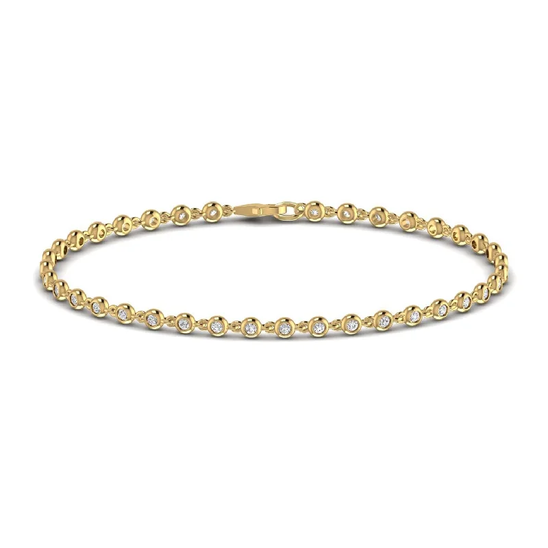 women’s adjustable bracelet-Round Diamond Gold Bracelet