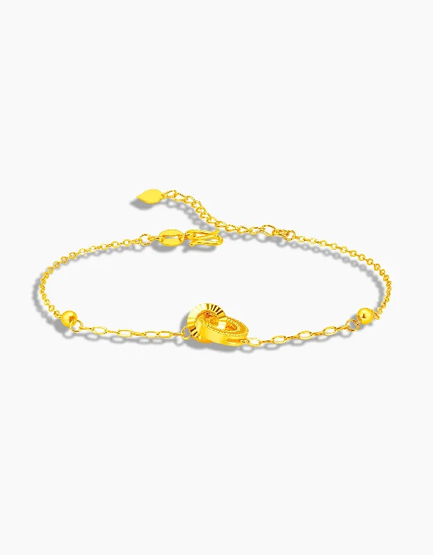 women’s luxury charm bracelet-LVC 9IN Interlocking Circlet 999 Gold Bracelet