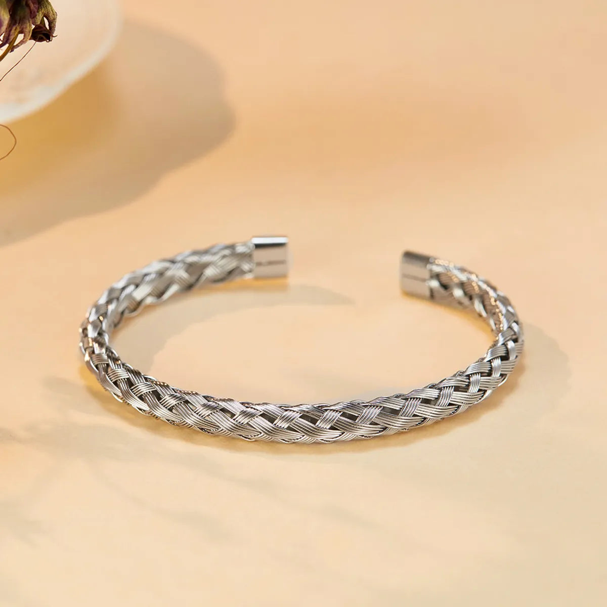 women’s large bangle-French Style Twist Stainless Steel Irregular Braid Cuff Bracelets