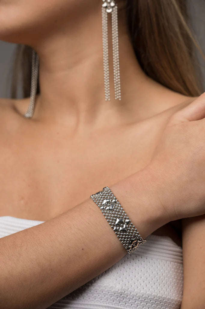 women’s silver chain bracelet-Liquid metal petite diamond bracelet