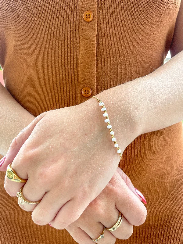 women’s vintage bangle bracelet-Mini Bead and Pearl Bracelet