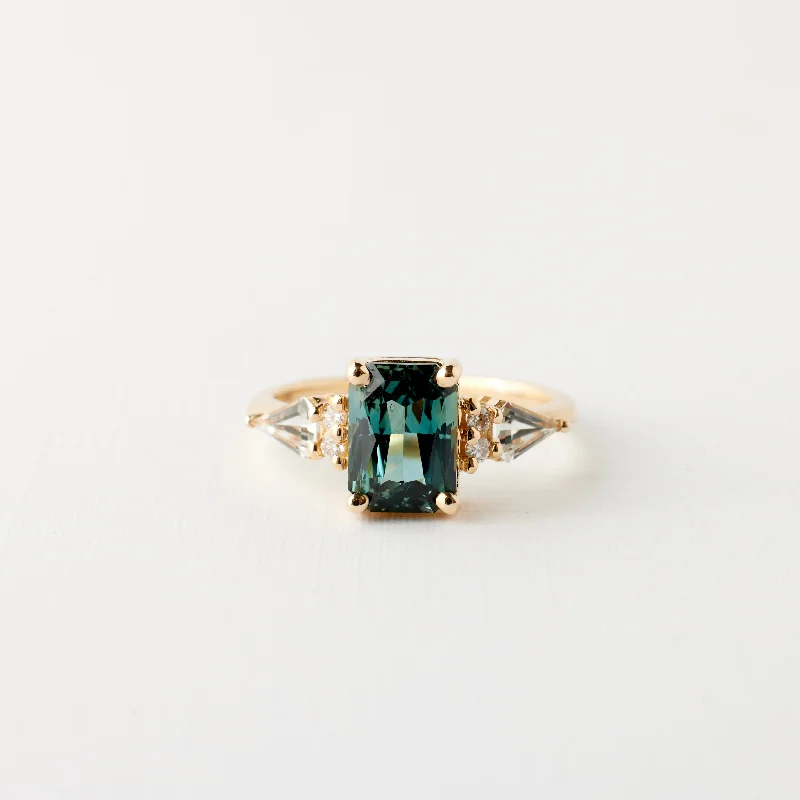 trendy wedding engagement rings-Thursday ring - 2.22 Carat Teal Radiant Sapphire