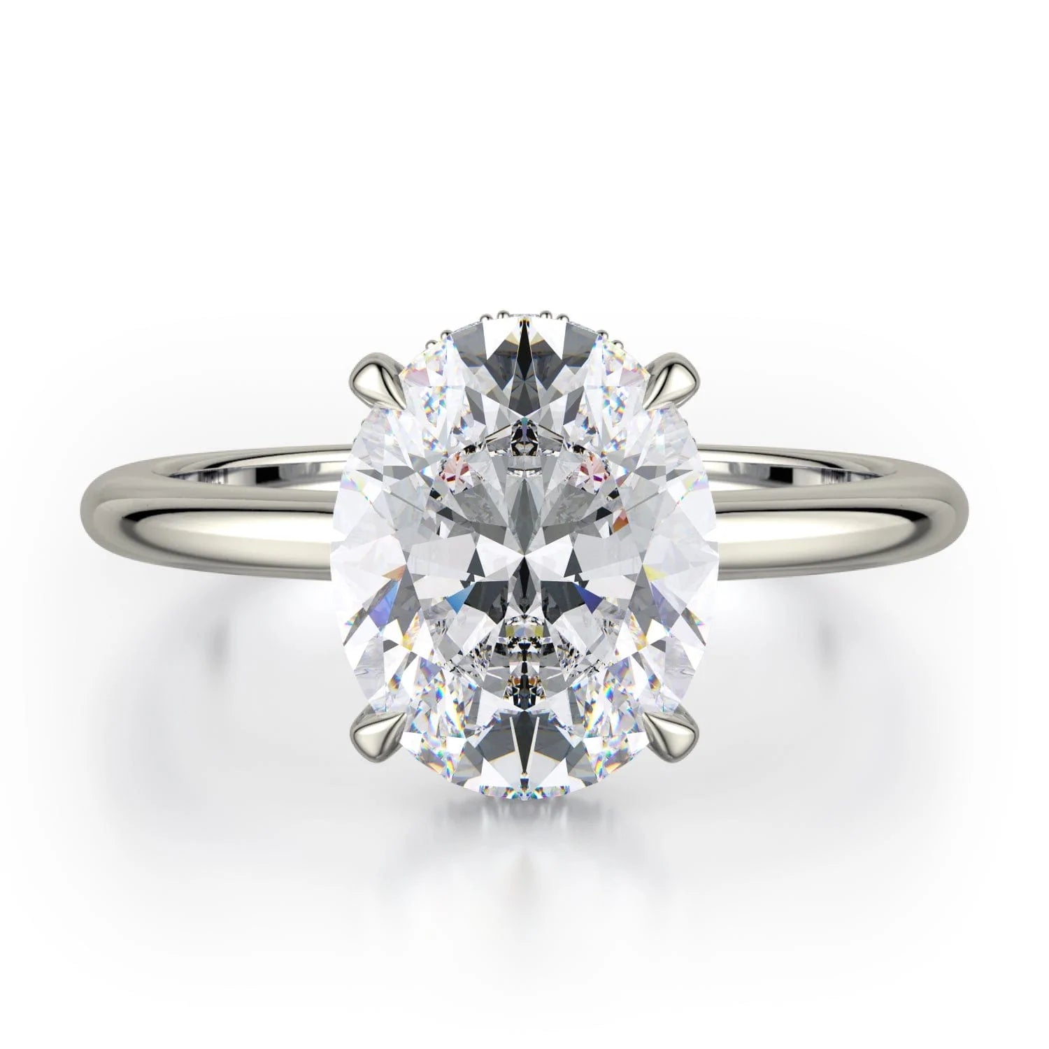 engagement rings with classic diamonds-CROWN R750-3 Oval-Cut Diamond Solitaire