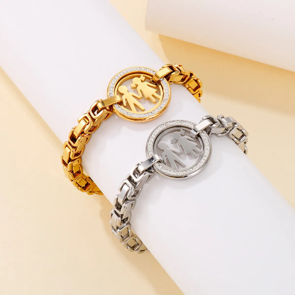 women’s silver gold bracelet-Fashion Human Titanium Steel Bracelets Inlay Zircon Stainless Steel Bracelets