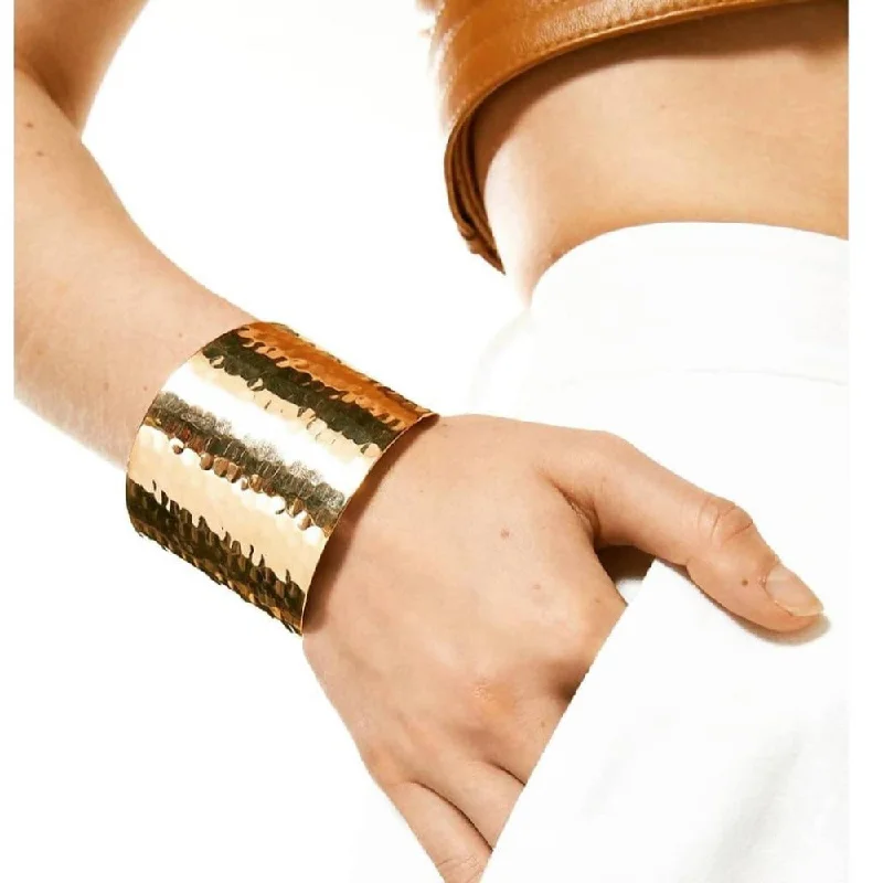 women’s square bracelet-Bling Accessories Rose Gold Textured Brass Cuff Bracelet