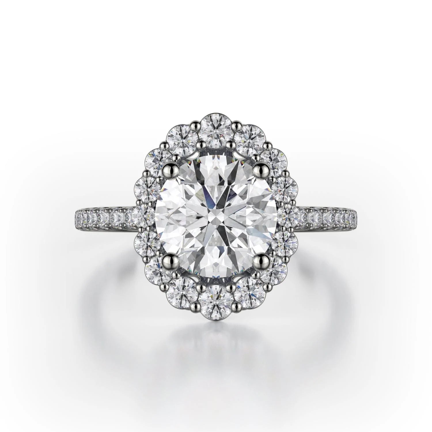 luxurious engagement rings for weddings-DEFINED R739 Brilliant Round with a Graduated Halo