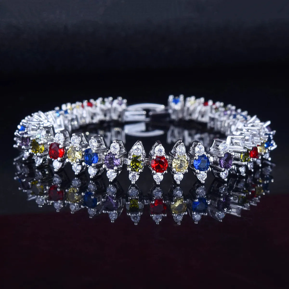 women’s statement cuff bracelet-Fashion Women Dating Couple Romantic Colorful Zircon Bracelet