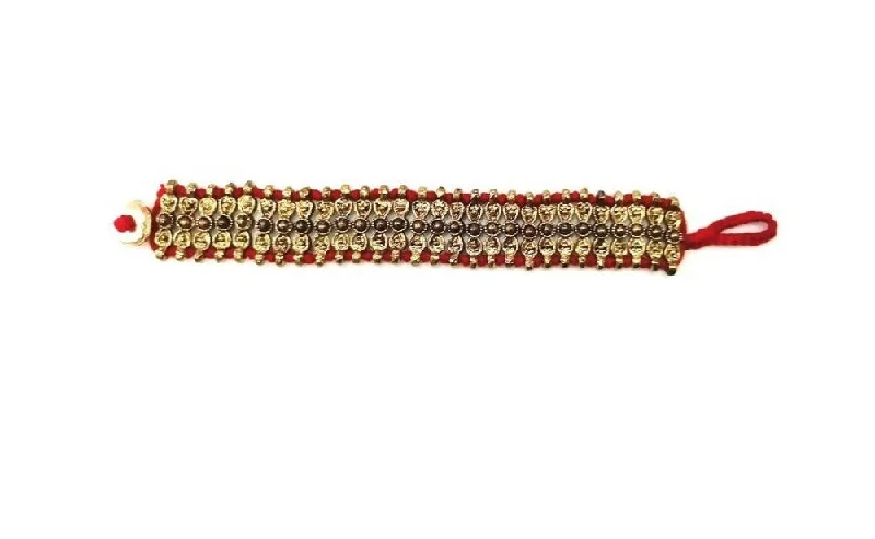 women’s colorful leather bangle-Bling Accessories Antique Brass Hand Weaved Metal Beautiful Beads Bracelet