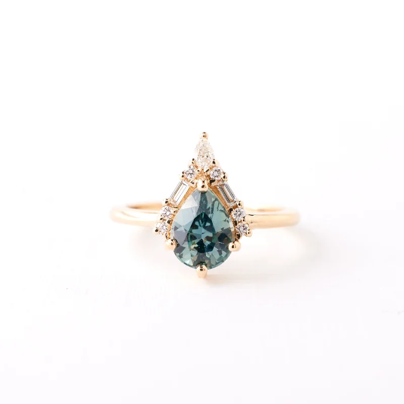 vintage solitaire engagement rings-Nori ring - 1.56 Carat Teal Grey Sapphire