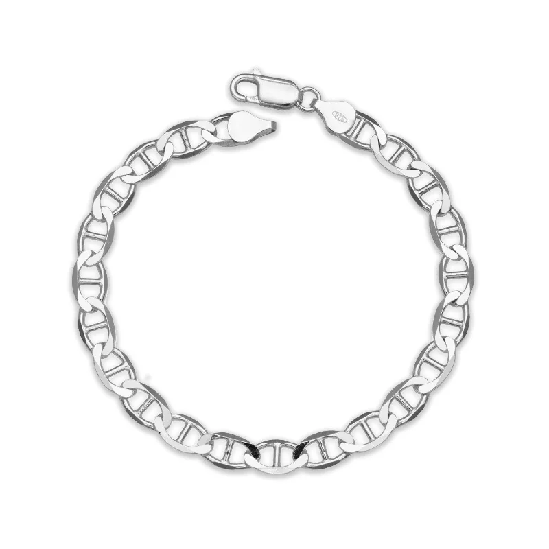 women’s adjustable bangles-Curata 925 Sterling Silver Italian Men's 6mm Mariner Chain Bracelet (Choice of 8" or 9") - White