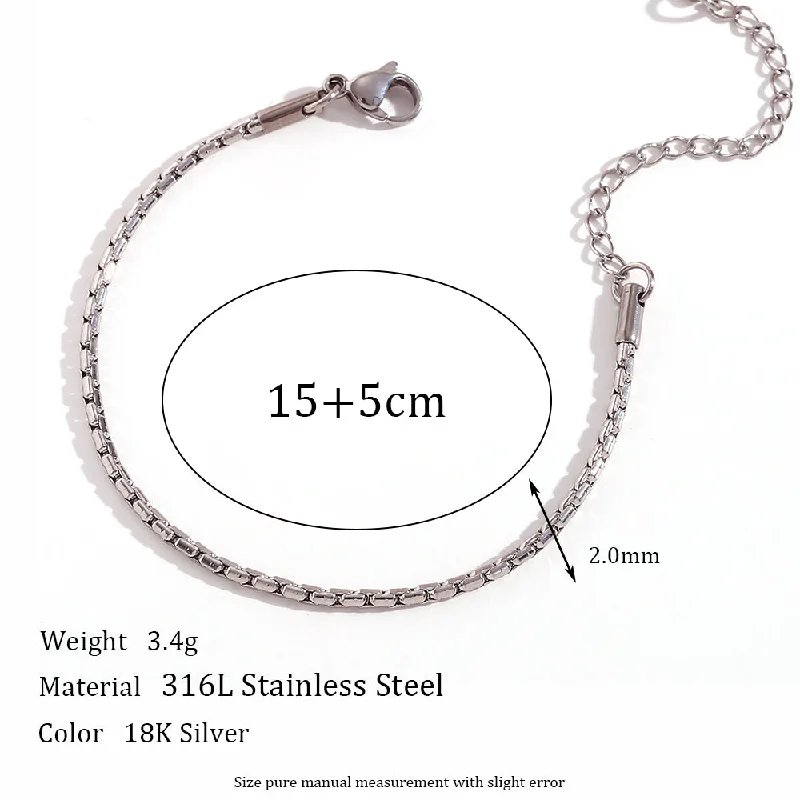 2.2mm Hammer round Artificial Pearl Chain-Steel Bracelet-15cm+5cm