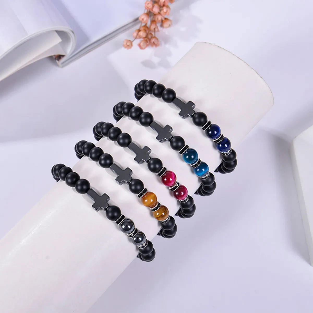 women’s infinity bracelet-Simple Style Cross Natural Stone Bracelets In Bulk