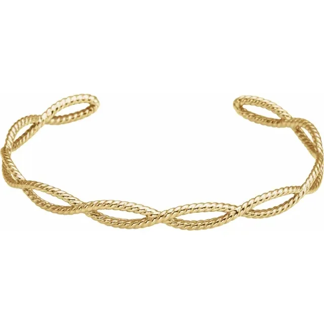 women’s diamond bangle-14K Yellow Rope Cuff Bracelet