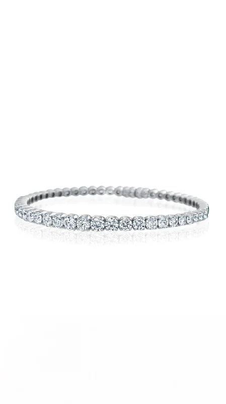 women’s silver chain bangle-Signature Diamond Cuff Tennis Bracelet in 18K White Gold